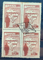 A 77 Brazil Stamp General Census Of Brazil Map Geography 1950 Block Of 4 CBC DF 2 - Neufs