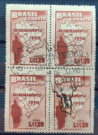 A 77 Brazil Stamp General Census Of Brazil Map Geography 1950 Block Of 4 CBC RJ 1 - Ongebruikt