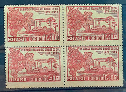 C 251 Brazil Stamp Italian Immigration In Rio Grande Do Sul Italy Ethnicity 1950 Block Of 4 3 - Unused Stamps