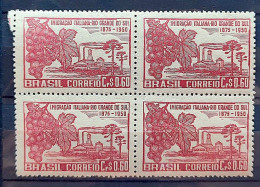 C 251 Brazil Stamp Italian Immigration In Rio Grande Do Sul Italy Ethnicity 1950 Block Of 4 - Unused Stamps