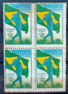 A 76 Brazil Stamp World Football Championship Flags Footmall 1950 Block Of 4 1 - Nuevos