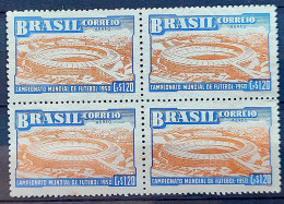A 75 Brazil Stamp World Football Championship Maracana Stadium 1950 Block Of 4 4 - Neufs