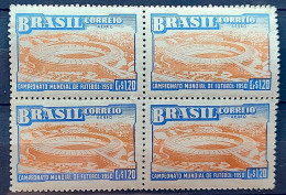 A 75 Brazil Stamp World Football Championship Maracana Stadium 1950 Block Of 4 3 - Nuovi