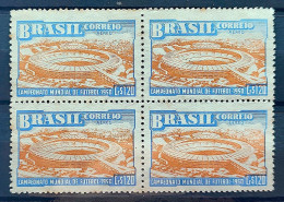 A 75 Brazil Stamp World Football Championship Maracana Stadium 1950 Block Of 4 1 - Nuevos