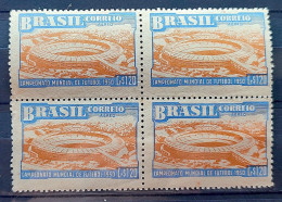 A 75 Brazil Stamp World Football Championship Maracana Stadium 1950 Block Of 4 5 - Unused Stamps