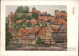 72151224 Kronach Oberfranken Stadtaufbau Kuenstlerkarte Nach Aquarellen Von Guft - Kronach