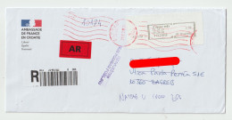 7802 Lettre Cover CROATIE HRVATSKA Recommandé Registered NPAI RTS RETURN TO SENDER AFFRANCHISSEMENT MECANIQUE ZAGREB - Kroatië