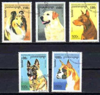 Cambodge 1996 Chiens (9) Yvert N° 1364 à 1368 Oblitérés Used - Kambodscha