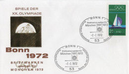 Germany Deutschland 1972 FDC Olympischen Spiele Olympic Games Munchen, Wrestling Ringen Sailing Segeln, Canceled In Bonn - 1971-1980