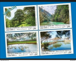 Lebanon. Liban Libano New Earth Day 2021 MNH Nature Reserves Bloc Of 4 - Líbano