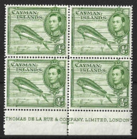CAYMAN Is....KING GEORGE VI...(1936-52..)...HALFd X IMPRINT BLOCK OF 4.....SG116.....P14......1 X MH....3 X MNH.. - Cayman Islands