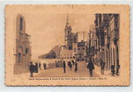Malta - VALLETTA - Strada Larsamuscetto & Steple Of St. Paul's English Church - Publ. John Critien 65295 - Malte