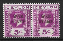 CEYLON...KING GEORGE V...(1910-36..).....5c X PAIR.....SG334....(CAT.VAL.£10...)......MH... - Ceylan (...-1947)