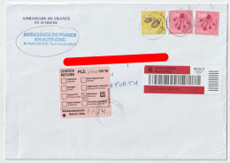 7809 Lettre Cover Registered Recommandé AUTRICHE AUSTRIA OSTERREICH PND RTS Return To Sender Ambassade - Briefe U. Dokumente