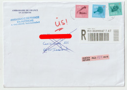 7810 Lettre Cover Registered Recommandé AUTRICHE AUSTRIA OSTERREICH PND RTS Return To Sender Ambassade - Covers & Documents