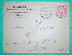 N°125 MOUCHON RETOUCHE ENVELOPPE PUB BOULANGERIE BOIZARD CLAIR ST LEGER DES VIGNES NIEVRE POUR NEVERS 1903 COVER FRANCE - 1900-02 Mouchon