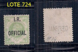 INGLATERRA 1888/01 Yv 14 VICTORIA RESELLADA I.R. OFFICIAL (750 Eruos De Catalogo) - Servizio