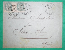 N°111 X2 INTERPANNEAU BLANC LETTRE MOUX NIEVRE POUR CHATEAU CHINON 1906 LETTRE COVER FRANCE - 1900-29 Blanc