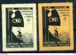 1929 Convegno Alpinistico - Due Erinnofili "Alpi Apuane - Andere & Zonder Classificatie