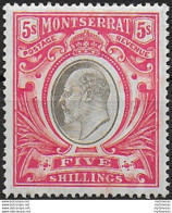 1907 Montserrat Edward VII 5s. 1v. MLH SG. N. 33 - Sonstige & Ohne Zuordnung