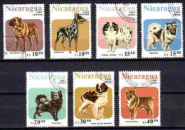 Nicaragua 1987 Chiens (19) Yvert N° 1470+1471 Et PA 1195 à 1199 Oblitérés Used - Nicaragua