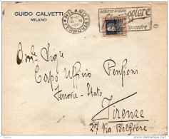 1927  LETTERA CON ANNULLO  MILANO  + TARGHETTA - Poststempel