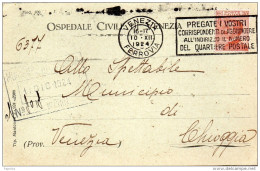1924 CARTOLINA CON ANNULLO VENEZIA  + TARGHETTA - Poststempel