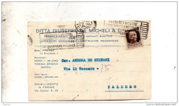 1929  CARTOLINA CON ANNULLO FIRENZE + TARGHETTA - Marcophilia