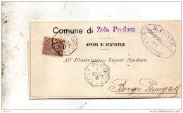 1911 LETTERA CON ANNULLO  OTTAGONALE  ZOLA PREDOSA BOLOGNA - Marcophilia