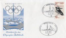 Germany Deutschland 1972 FDC Olympischen Spiele Olympic Games Munchen, Ski Jumping, Canceled In Munchen - 1971-1980