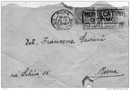 1929  LETTERA CON ANNULLO  ROMA   +  TARGHETTA MONTECATINI - Marcofilía