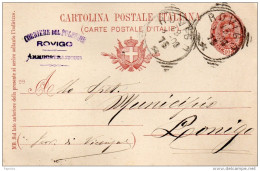 1900 CARTOLINA INTESTATA CORRIERE DEL POLESINE CON ANNULLO ROVIGO - Postwaardestukken
