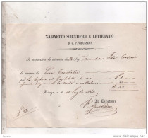 1860 GABINETTO SCIENTIFICO E LETTERARIO DI G.P. VIEUSSEUX - FIRENZE - Italy