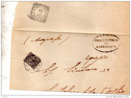 1906   LETTERA CON ANNULLO  OTTAGONALE GABBIONETA  CREMONA + PESCAROLO - Marcofilía