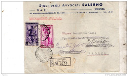 1952  LETTERA RACCOMANDATA CON ANNULLO  VICENZA - 1946-60: Marcophilia