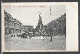 Torino - Piazza Statuto Col Monumento Del Frejus - Con Tram A Cavalli - Places & Squares