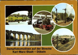 CPA Dampflokomotiven Auf Der Strecke Karl Marx - Stadt Döbeln - Trenes