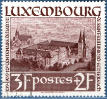 Luxemburg 1938, 3 + 2 Fr Funeral Day Of Willibrord, Echternach 1 Value Cancelled Echternach Cloister Church - Cristianesimo