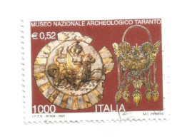 (REPUBBLICA ITALIANA) 2001, MUSEO NAZIONALE ARCHEOLOGICO DI TARANTO - Serie Di 1 Francobollo Usato - 2001-10: Afgestempeld