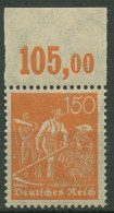 Deutsches Reich 1921 Arbeiter WZ 2 Waffeln, Platten-Oberrand 189 P OR Postfrisch - Ongebruikt