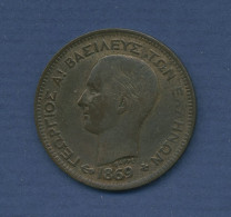 Griechenland 5 Lepta 1869 BB, Georg I., KM 42 Vz (m2596) - Grecia