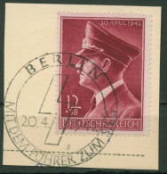 Deutsches Reich 1942 53. Geb. Hitler Waag. Gummiriffelung 813 Y SST Briefstück - Gebraucht