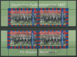 Bund 1997 Fußballmeister Bayern München 1958 Alle 4 Ecken Mit TOP-Stempel(E2812) - Oblitérés
