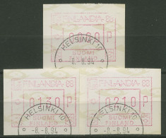 Finnland ATM 1988 FINLANDIA '88 Satz 60/130/210, ATM 4.1 S Gestempelt - Vignette [ATM]