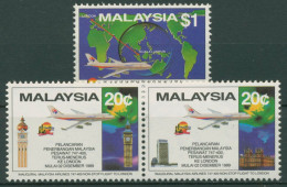 Malaysia 1989 Flug Kuala Lumpur- London Flugzeuge Bauwerke 413/15 Postfrisch - Malaysia (1964-...)