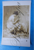 Salon  1908, Louise Landré, Femme Racommandant Son Peignoir Paris Painting  Illustrateur Artist - Peintures & Tableaux