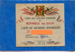 60 - Carte  De  Membre ,  Corps Des Sapeurs Pompiers De BONNEUIL - LES - EAUX . - Cartes De Membre