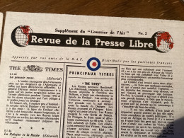 Le Courrier De L’Air - Supplément Distribué Par La RAF Et Les Patriotes Français - 5 Bulletins 1943-44 - 21 X 13 Cm - Oorlog 1939-45