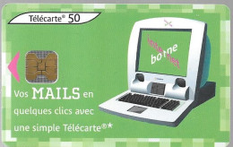 CARTE-PUBLIC-50U-F1224A.975-OB1-06/02-BORNE INTERNET-MAILS-N° Gras-UTILISE-TBE-+RARE - 2002