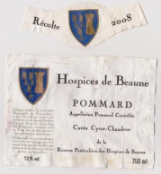 Etiquette Et Millésime HOSPICES DE BEAUNE " POMMARD 2008 - Cuvée Cyrot-Chaudron " (3002)_ev517 - Bourgogne